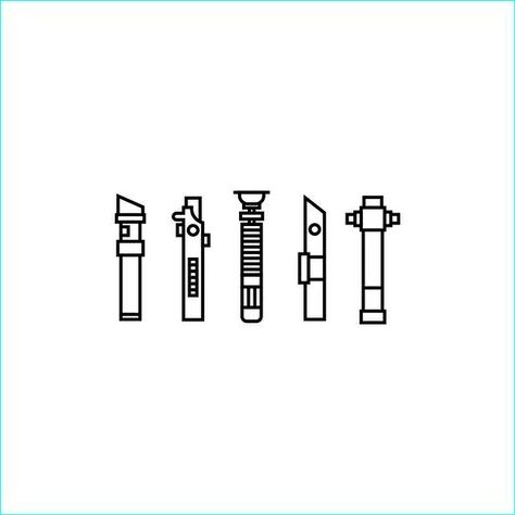 Star Wars Zeichnungen, Lightsaber Designs, Lightsaber Tattoo, Minimal Tattoos, Sabre Laser, Drawing Illustrator, Tattoo Minimalist, Star Wars Drawings, Cuadros Star Wars