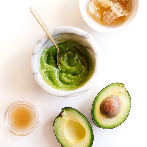 For this homemade face mask, a dreamy mix of hydrating avocado, skin-cleansing honey and toning apple-cider vinegar delivers perfect pH balance for all types of skin. While the face mask is completely edible, we don't recommend actually eating it. Homemade Avocado Face Mask, Avocado Face Mask Recipe, Diy Spa Treatments, Natural Face Moisturizer, Avocado Face Mask, Honey Face Mask, Tumeric Face Mask, Green Tea Mask, Face Mask Recipe