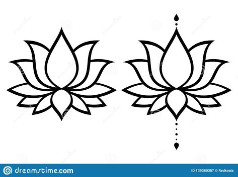 Illustration about Lotus or water lilly shapes, graphic elements in black on white background, Indian modern decoration. Illustration of design, abstract, lily - 139380387 Lotus Flower Outline, Lotus Outline, Simple Mandala Tattoo, Lotus Vector, Lotus Flower Logo, Lotus Tattoo Design, Lotus Flower Art, Lotus Flower Design, Silhouette Tattoos