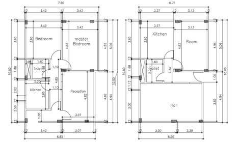 AutoCAD House Plans With Dimensions House Plans With Dimensions, Buildings Sketch Architecture, Autocad Floor Plan, Floor Plan With Dimensions, Drawing Online, Free Floor Plans, Simple Floor Plans, Narrow House Plans, Bungalow Floor Plans