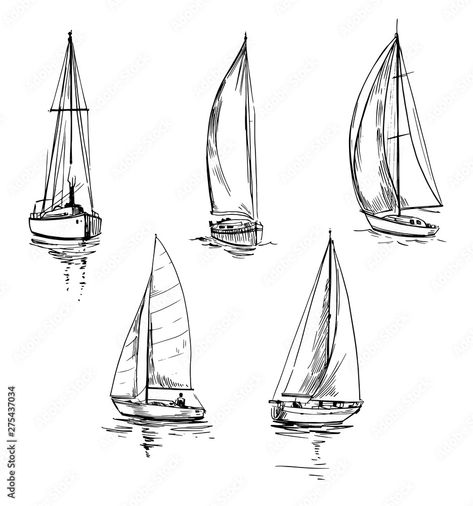 Tattoo Sailboat, Sailboat Outline, Yacht Tattoo, Sailboat Sketch, Sailing Tattoo, Sailboat Drawing, Boat Sketch, Tre Kunst, Sailboat Tattoo