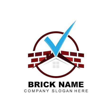 Brick Logo Design, Logo Design Building, Brick Logo, Material Illustration, Construction Company Logo, Logo Icon Design, Design Building, Brand Icon, Building Material