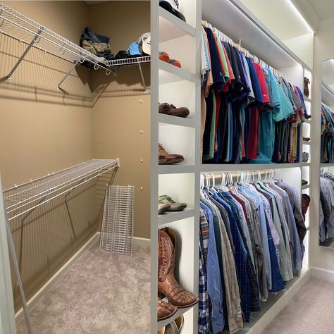 Small Walk In Closet With Dresser, Master Closet Built Ins, Closet Transformation Ideas, Master Closet Makeover, Diy Master Closet, Small Master Closet, Master Closets, Walk In Closet Small, Organizing Walk In Closet