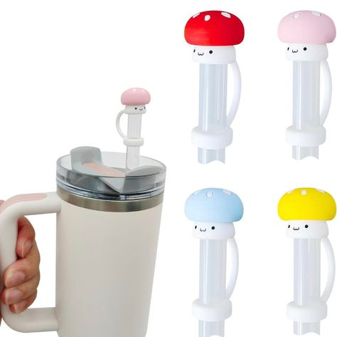 Cartoon Mushroom, Reusable Drinking Straw, Straw Covers, Straw Cover, Cute Mushroom, Drinkware Accessories, 40 Oz Tumbler, Cup Tumbler, Chill Outfits