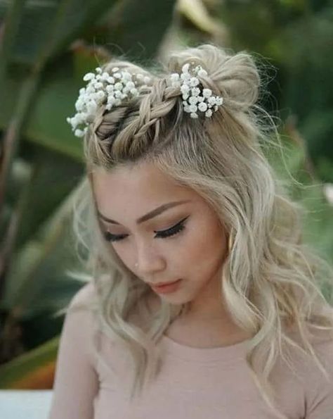 Wedding Space Buns Space Bun Hairstyles, Braided Space Buns, Under Braids, Space Bun, French Braid Ponytail, Big Box Braids, Big Box Braids Hairstyles, Jumbo Box Braids, Space Buns