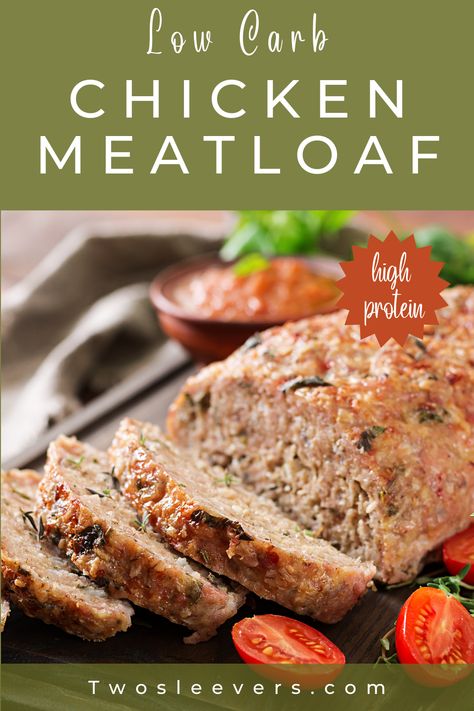 Chicken Meatloaf is a tasty and versatile weeknight family dinner. Low in carbs, but high in flavor, this will quickly make it into your weekly meal rotation. No Carb No Sugar Meals, Meatloaf Recipies, No Sugar Meals, Ground Chicken Meatloaf, Chicken Recipes Low Carb, Gluten Free Meatloaf Recipe, No Carb No Sugar, Chicken Meatloaf Recipe, Ground Chicken Recipes Healthy