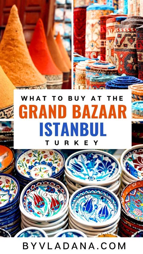 Discover the best things to buy at the Grand Bazaar in Istanbul, Turkey. This list includes stunning jewelry, beautiful textiles, delicious Turkish delights, and more. Ideal for shoppers looking to find the best items and make the most of their visit to this historic market. The Grand Bazaar Istanbul, Istanbul Bazaar, Istanbul Places, Turkish Candy, Istanbul Shopping, Istanbul Trip, Turkey Itinerary, Istanbul Travel Guide, Turkey Vacation