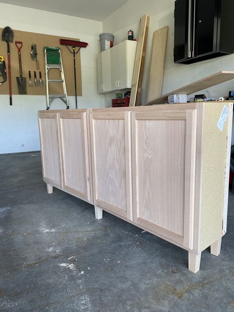 How to Build a DIY Sideboard Cabinet from Stock Wall Cabinets – Come Stay Awhile by Amanda Vernaci | Modern Farmhouse DIY + Home Renovation Kaufmann House, Diy Sideboard, Diy Farmhouse Ideas, Modern Farmhouse Diy, Stock Cabinets, Wall Cabinets, Mobil Home, Diy Cabinets, Sideboard Cabinet