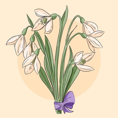 Snowdrop Flower Illustration, Snowdrop Watercolor, Snowdrop Painting, Snow Drops Flowers, Snowdrop Flower, Illustration Flower, Spring Watercolor, Snow Drops, Floral Tattoos