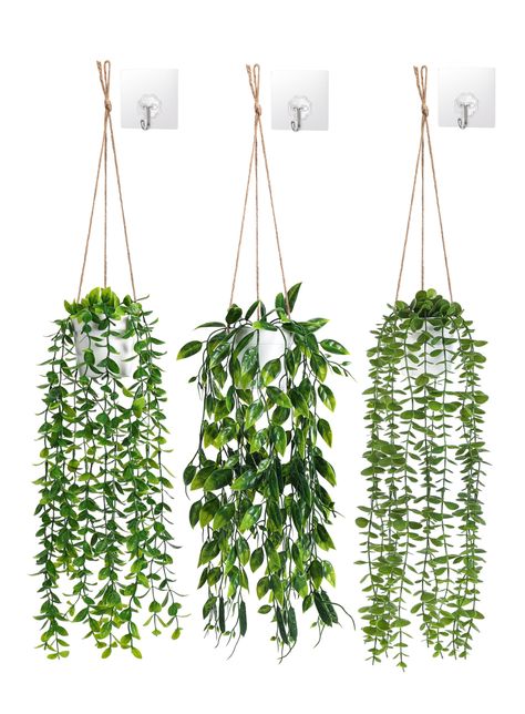 Cute Fake Plants For Bedroom, Interior Hanging Plants, Bathroom Plant Stand, Hanging Lanterns Living Room, Small Hanging Plants, Fake Plants For Bedroom, Fake Succulents Decor, Balcony Home Office, Plants For Bathroom