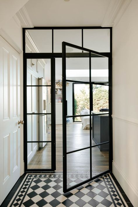 Crittal Doors, Crittal Windows, Steel Doors And Windows, Internal Glass Doors, Fire Rated Doors, Hallway Designs, Glass Doors Interior, House Doors, House Extensions