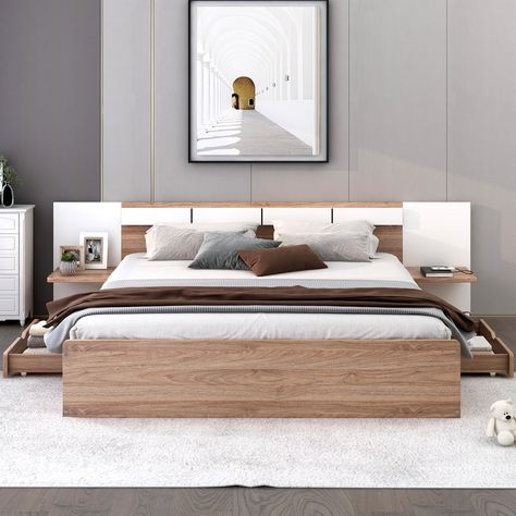 Bed with headboard storage