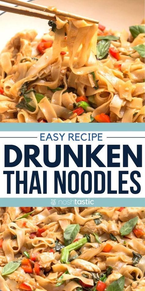 Gf Df Dinner Recipes, Thai Drunken Noodles Recipe, Chicken And Rice Noodles, Pad Kee Mao Recipe, Df Dinner, Drunken Noodles Recipe, Thai Drunken Noodles, Pad Kee Mao, Df Recipes