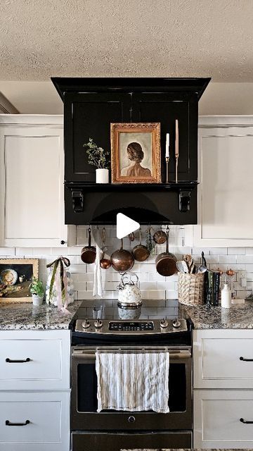 Thrifted Decor, American Farmhouse Style, European Farmhouse, Kitchen Views, French Kitchen, Fall Inspiration, Cottage Kitchen, Range Hood, Antique Mirror