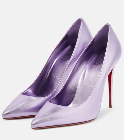 Find CHRISTIAN LOUBOUTIN Kate 100 Metallic Leather Pumps on Editorialist. Upper: leather. Lining: leather. Sole: leather insole and sole. Toe shape: pointed toe. Made in Italy. Includes: shoe box, dust bags. Designer color name: Parme/Lin Parme. Purple Christian Louboutin Heels, Purple Louboutin Heels, Louboutin Kate 100, Christian Louboutin Kate 100, Purple Pumps, Louboutin Kate, Christian Louboutin Kate, Metallic Pumps, Christian Louboutin Women