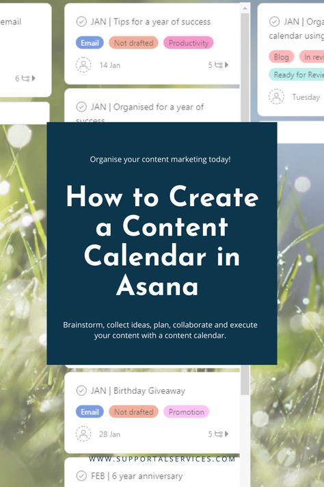 Asana Project Management, Content Marketing Ideas, Content Calendar Template, Birthday Giveaways, Calendar Layout, Project Management Templates, Social Media Content Calendar, Marketing Calendar, Editorial Calendar