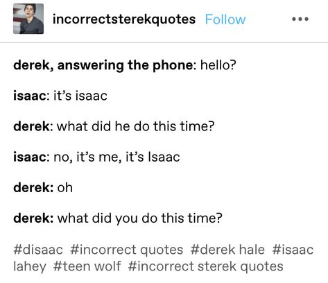 Teen Wolf Headcanons, Sterek Incorrect Quotes, Teen Wolf Memes Funny, Teen Wolf Incorrect Quotes, Teen Wolf Script, Stiles Teen Wolf, Teen Wolf Fan Art, Wolf Meme, Teen Wolf Art