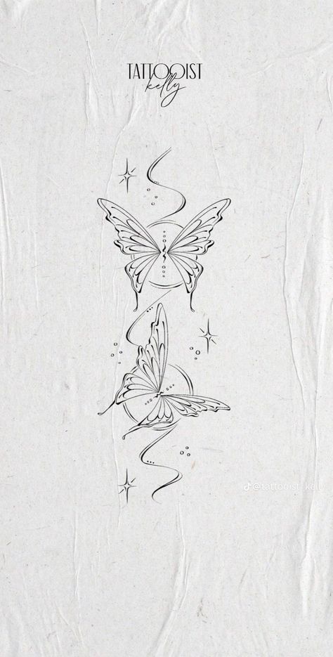 Long Cute Tattoos, Beautiful Fine Line Tattoo, Butterfly And Moon Tattoo, Snowglobe Tattoo, Enchanted Tattoo, Lower Back Tattoo Designs, Piece Tattoo, Meaningful Tattoo Quotes, Pen Tattoo