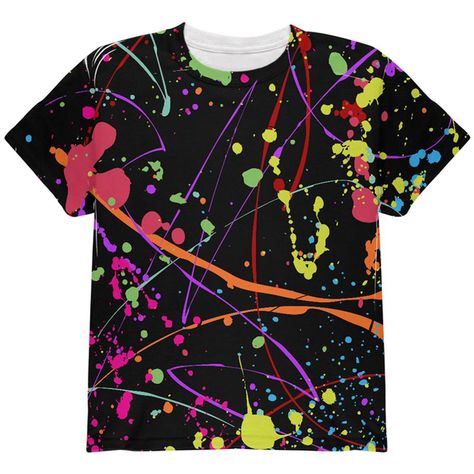 Paint Splatter Shirt, Paint Splats, Wrestling Shirts, Bubble Painting, Homecoming Ideas, Paint Black, Paint Splatters, Neon Painting, Splatter Paint