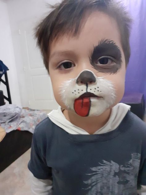 Simple Puppy Face Paint, Puppy Dog Face Paint Easy, Bluey Bingo Face Paint, Full Face Face Paint, Easy Face Paint Animals, Cute Animal Face Paint, Party Face Paint Ideas, Simple Dog Face Paint, Simple Animal Face Paint