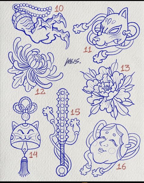 Japanese Style Neck Tattoo, Pair Of Tattoos, Tradition Japanese Tattoo, Small Traditional Japanese Tattoo, Japanese Tattoo Flash Art, Japanese Tattoo Flash Sheet, Japan Flash Tattoo, Japanese Flash Art, Japanese Flash Tattoo Design