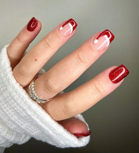 ❤️🎅🏼 𝐒𝐩𝐚𝐫𝐤𝐥𝐲 𝐒𝐚𝐧𝐭𝐚 𝐇𝐚𝐭 𝐌𝐚𝐧𝐢 🎅🏼❤️ Love a Santa hat French! A simple way to add a bit of Christmas to your December nails 💅🏼 using… | Instagram Nails At Christmas, Santas Hat Nail Art, French Santa Hat Nails, Cute Christmas Nail Ideas Simple, December Nails Simple Square, Christmas Nails Biab Short, Simple Christmas Nail Ideas Acrylic, Red Santa Hat Nails, Santa Hat Christmas Nails