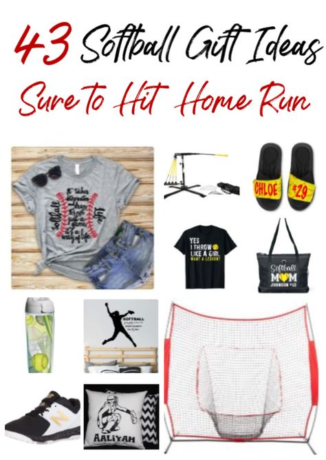 Hit a home run with these 43 softball gift ideas. They're perfect for any player or fan! Your softball player will love these softball gifts! #softball #giftguide #giftsforher #sportsgifts #christmasgifts Softball Gift Ideas, Quotes Volleyball, Softball Christmas, Softball Team Gifts, Basketball Cheer, Softball Tournaments, Bucket Gifts, Softball Catcher, Softball Gifts