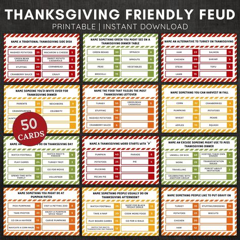 Family Feud Game Board, Thanksgiving Family Feud, Fall Activities For Kids, Family Feud Game, Friendsgiving Party, Thanksgiving Dinner Table, Fall Games, Christmas Games For Family, Autumn Activities For Kids