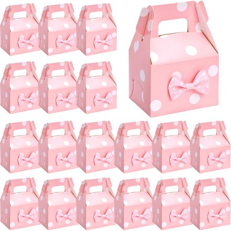 PRICES MAY VARY. Super Value Pack: Package includes 30PCS pink polka dot favor boxes (2.8 x 2 x 4inches) with bow. Our spot design can not only satisfy the love for spots, but also satisfy the pursuit of saturation in color. Easy to Use: Simply push the opposite corners toward the center in a quick motion to pop up the box. No need for adhesive or glue to put it together. High Quality: Crafted from high quality cardstock paper, these gable boxes securely hold various treats without tearing. Conv Minnie Baby Shower, Minnie Mouse Birthday Decorations, Snacks Candy, Candy Birthday, Minnie Mouse 1st Birthday, Tutu Birthday, Candy Birthday Party, Spot Design, Cat Birthday Party