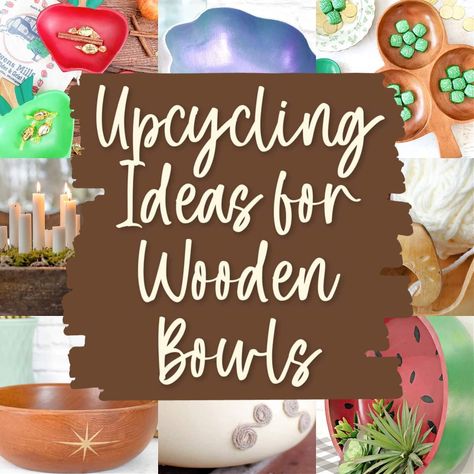 Upcycling Ideas for Wooden Bowls from the Thrift Store Wood Bowls Decor Ideas, Wooden Bowls Decor Ideas, Diy Hat Stand, Wooden Bowls Diy, Wooden Bowls Decor, Upcycle Wood, Large Wooden Bowl, Wood Bowl Decor, Wooden Objects