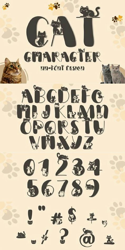 Experience the delight of “Cat Character” font, an enchanting and playful typeface perfect for cat lovers and creative ventures. With each alphabet playfully fused with cute cat silhouettes, your messaging gains a lively, whimsical charm. This font pairs neat lines with feline-inspired designs for a unique, captivating look. Ideal for crafting pet store logos, fun book covers, or heartwarming greeting cards, “Cat Character” infuses your projects with an irresistible, cozy cat appeal. Cat Numbers Font, Typography Zine, Pretty References, Playful Typeface, Cat Font, Cat Alphabet, Decorative Fonts, Western Font, Alphabet Font