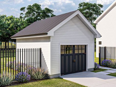 1-Car Garage Plan, 050G-0182 Small Garage Plans, Small Detached Garage, 1 Car Garage Plans, 20x20 Garage, Detached Garage Designs, Garage Door Sizes, Garage Plans Detached, Garage Addition, Small Garage