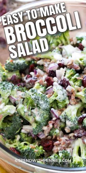 Broccoli Salad With Cranberries, Salad With Cranberries, Easy Broccoli Salad, Salad Kale, Salad Buah, Broccoli Salad Recipe, Cold Salad, Best Salad Recipes, Broccoli Salad