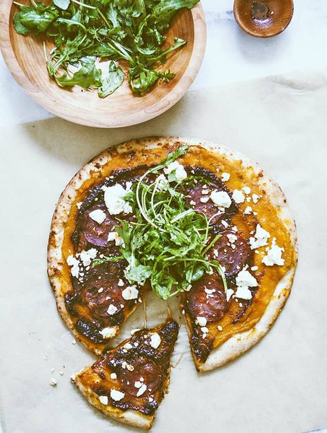 Pumpkin & Fig Pizza Pizza Pumpkin, Fig Pizza, Pizza In Italy, Pumpkin Pizza, Fig Spread, Pizza Style, Fig Recipes, Chorizo Sausage, Pumpkin Butter