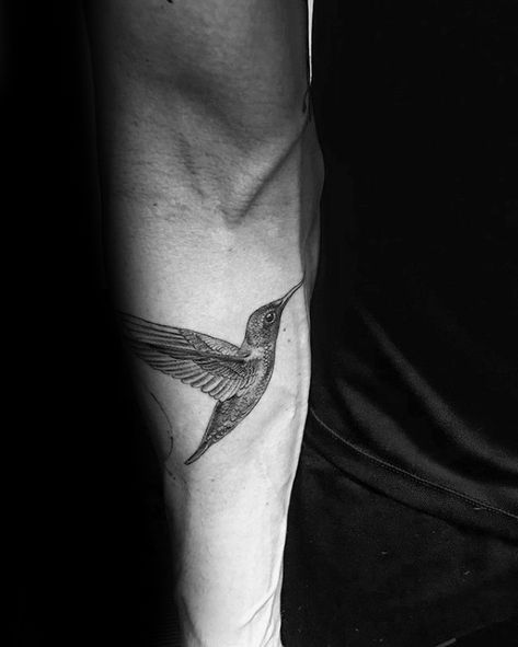 Male Hummingbird Detailed Inner Forearm Tattoo Inspiration Tattoo Under Chest, Bird Tattoo Men, Inner Bicep Tattoo, Inner Forearm Tattoo, Kunst Tattoos, Feather Tattoo Design, Wild Tattoo, Forearm Tattoo Design, Owl Tattoo Design