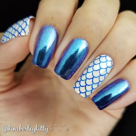 Blue Mermaid Nails, Cruise Nails, Beachy Nails, Glitter Polish, Mermaid Stuff, Nails Now, Blue Nail Art, Mermaid Nails, Nails Blue