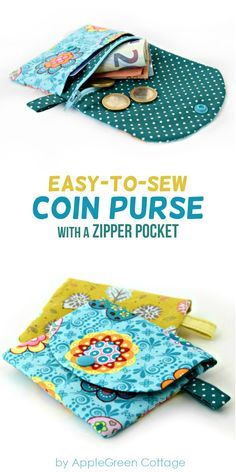 Sew Coin Purse, Coin Purse Pattern, Purse Sewing Patterns, Sew Zipper, Sew Ins, Beginner Sewing Projects Easy, Sewing Purses, Easy To Sew, Leftover Fabric