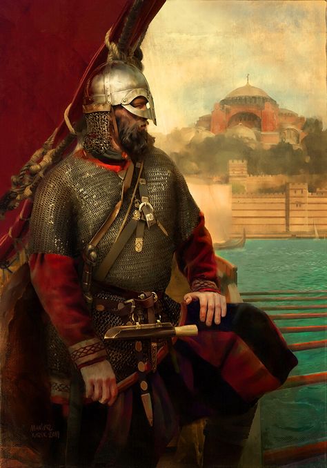 ArtStation - Viking - sea wolf. Dedicated to my friend Lech. (Varangian guard), Mariusz Kozik Varangian Guard, Viking Images, Art Viking, Sea Wolf, Viking Armor, Germanic Tribes, Historical Warriors, A Knight's Tale, Ancient Celts