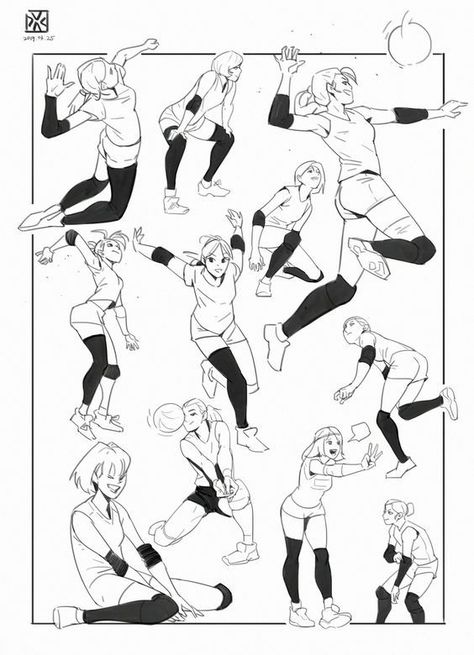 Volleyball pose reference for drawing Volleyball Drawing, Volleyball Poses, Manga Poses, 캐릭터 드로잉, Poses References, Figure Drawing Reference, Anime Drawings Tutorials, Art Poses, 영감을 주는 캐릭터