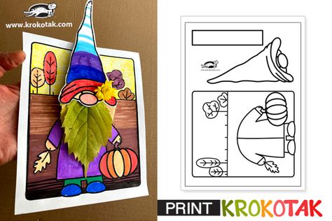 krokotak | Free Fall Printables for Kids Autumn Leaves Craft, Free Fall Printables, Tarjetas Pop Up, Printables For Kids, Leaf Crafts, Elementary Art Projects, Free Falling, Fall Printables, Gnomes Crafts