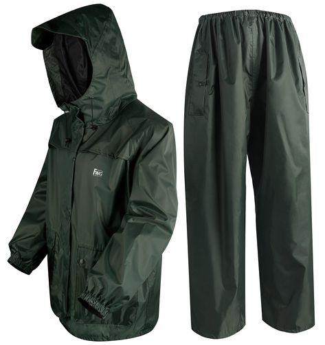 PRICES MAY VARY. Imported Zipper closure Hand Wash Only With Breathable and Soft Inner Lining More Skin-friendly The High Collar and Adjustable Hood Is Great for Keeping The Rain from Running into Your Neck Front closure is double secure with zipper and Snaps Specially Designed for Hiking and Hunting This suit have two pockets on top and pants. Adjustable elastic bands on the jacket hem and pant. Adjustable snaps on the cuffs and hem of the pants for keep water out. Fishing Suit, Rain Suits, Rain Suit, Waterproof Rain Jacket, Raincoat Jacket, Hooded Rain Jacket, Gardening Outfit, Pu Fabric, Rain Gear