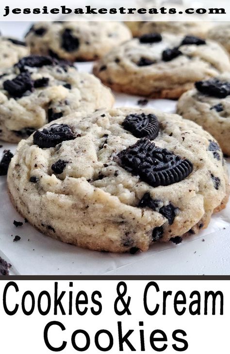 Paper Flower Ideas, Cookies And Cream Cookies, Simple Paper Flower, Cream Cookies, Chewy Sugar Cookies, Oreo Recipes, Baking Recipes Cookies, Cookies N Cream Cookies, Easy Baking Recipes Desserts