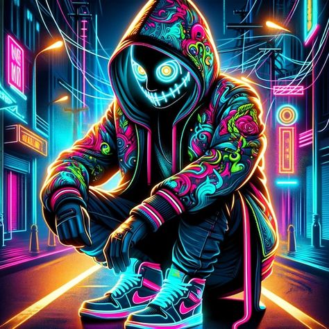 Photo neon cyberpunk streetwear fashion | Premium Photo #Freepik #photo Cyberpunk Streetwear, Neon Graffiti, Neon Cyberpunk, Hacker Wallpaper, Neon Glow, Gorillaz, Scenery Wallpaper, Premium Photo, Horror Movies