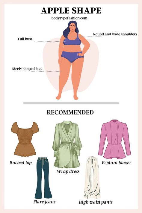 How to Dress Plus Size Apple Shape - Fashion for Your Body Type Outfits For Apple Shaped Women, Apple Body Fashion, Plus Size Apple Shape, Apple Shape Outfits Plus Size, Apple Body Shape Clothes, Plus Size Outfits For Summer, Party Outfit Plus Size, Plus Size Body Shapes, Apple Body Shape Fashion