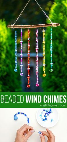 Beaded Wind Chimes, Summer Arts And Crafts, Beaded Diy, Summer Camp Activities, Summer Camp Crafts, Summer Fun For Kids, Summer Craft, Fun Summer Activities, Diy Wind Chimes