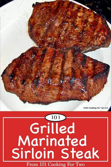 Grilling Sirloin Steaks On Gas Grill, Grilled Petite Sirloin Steak, Sirloin Tip Steak Recipes Grill, Sirloin Steak Recipes Grilled, Grilled Sirloin Steak Recipes, Sirloin Marinade, Top Round Steak Recipes, Steak Tips Recipe, Grilled Sirloin Steak