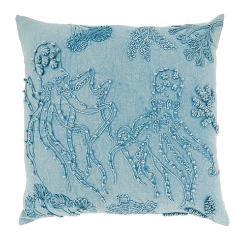 Explore the depths of decor with this Deep Sea Dreams Stonewashed Octopus Throw Pillow. The stonewashed texture and majestic octopus design bring a touch of oceanic wonder to your living space. Immerse yourself in marine elegance. Octopus Pillow, Beachy Pillows, Ocean Room Decor, Tator Tots, Ocean Room, Sea Dream, Octopus Design, Coral Design, Beach Room