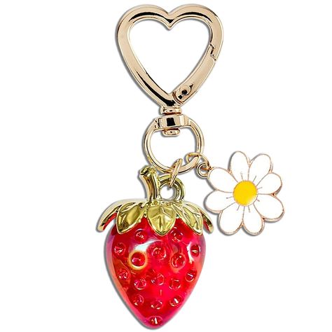 PRICES MAY VARY. 🍓Strawberry Keychain: This cute strawberry keychain is the best accessory gift for all girls/women who love strawberries. Strawberry keychain, strawberry accessories, strawberry decoration. Keychains are approximately 3 inches tall(From top of heart to bottom of strawberry) 🍓Strawberry Decor/🌼Cute Keychain: Unique strawberry keychain, kawaii accessories, very suitable for any girl or for yourself. The best gift for daughter, girl, niece, aunt, mother, best friend, girlfriend, Strawberry Accessories, Fashion Keychain, Strawberry Keychain, Strawberry Stuff, Strawberry Jewelry, Strawberry Decor, Kawaii Keychain, Keychain Collection, Amazon Bag