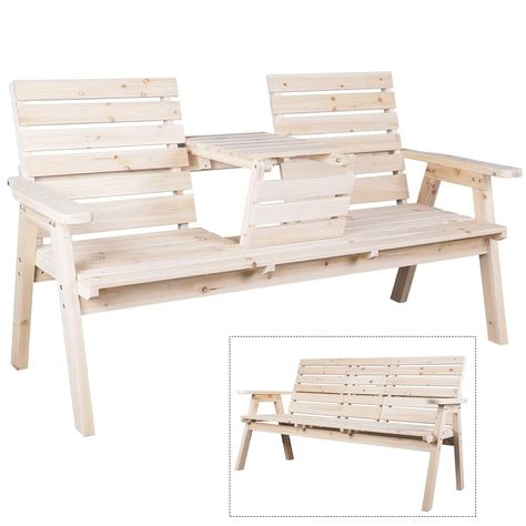 PRICES MAY VARY. DURABLE CEDAR/FIR WOOD CONSTRUCTION ► Made of durable cedar/fir wood, the patio garden bench ensures years of maintenance free use, ideal for your patio lawn, garden, backyard, beach, porch, balcony etc. Besides, the bench chair can be left natural finished or painted on any color you like UNIQUE ENTERTAINMENT DESIGN ► The wooden patio garden bench with foldable table is a great way to enjoy the outdoors with a friend and a couple of cold beverages. When close it up, it turns ou Benches Made From Bed Frames Garden, Fence Board Furniture, Farmhouse Outdoor Benches, Porch Bench, Wooden Garden Benches, Bench Chair, Wooden Patios, Wooden Porch, Foldable Table