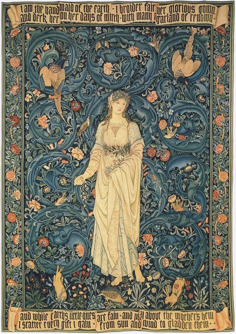 Goddess Of Flowers, Burne Jones, Pre Raphaelite Art, Edward Burne Jones, Walter Crane, Art Chinois, Medieval Tapestry, Art Nouveau Tiles, Roman Goddess